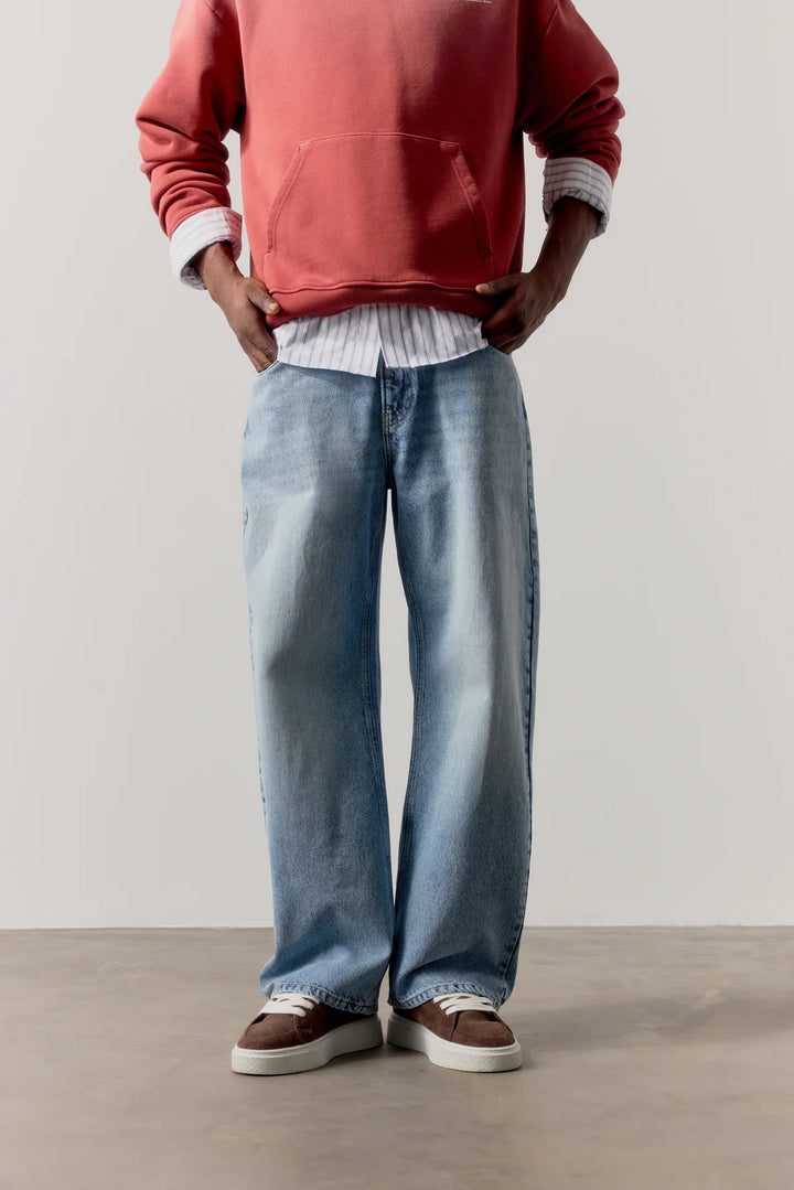 SKATER JEANS MID STONE WASH
