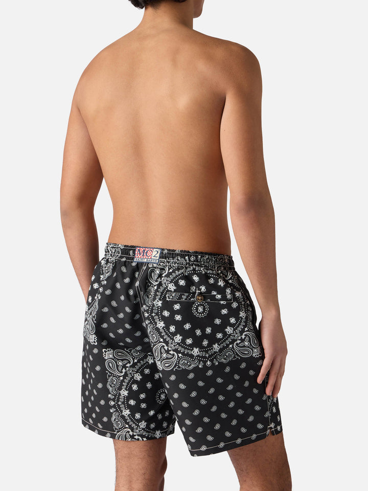 MC2 CAPRESE SWIM SHORTS WITH BLACK BANDANA PRINT