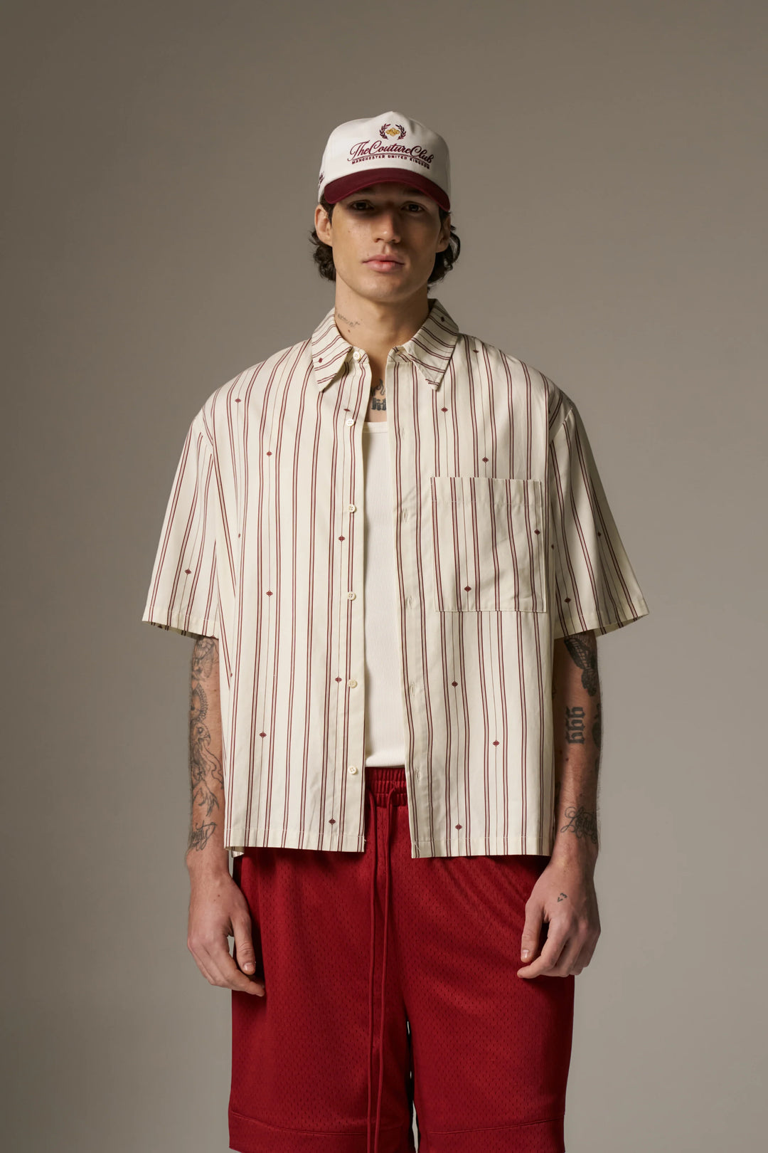 EMBLEM STRIPE SHIRT STONE