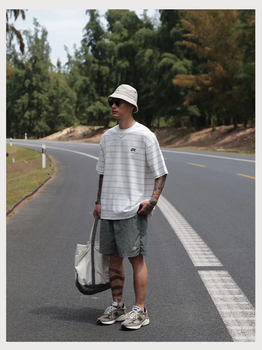 LOGO STRIPE TEE WHITE