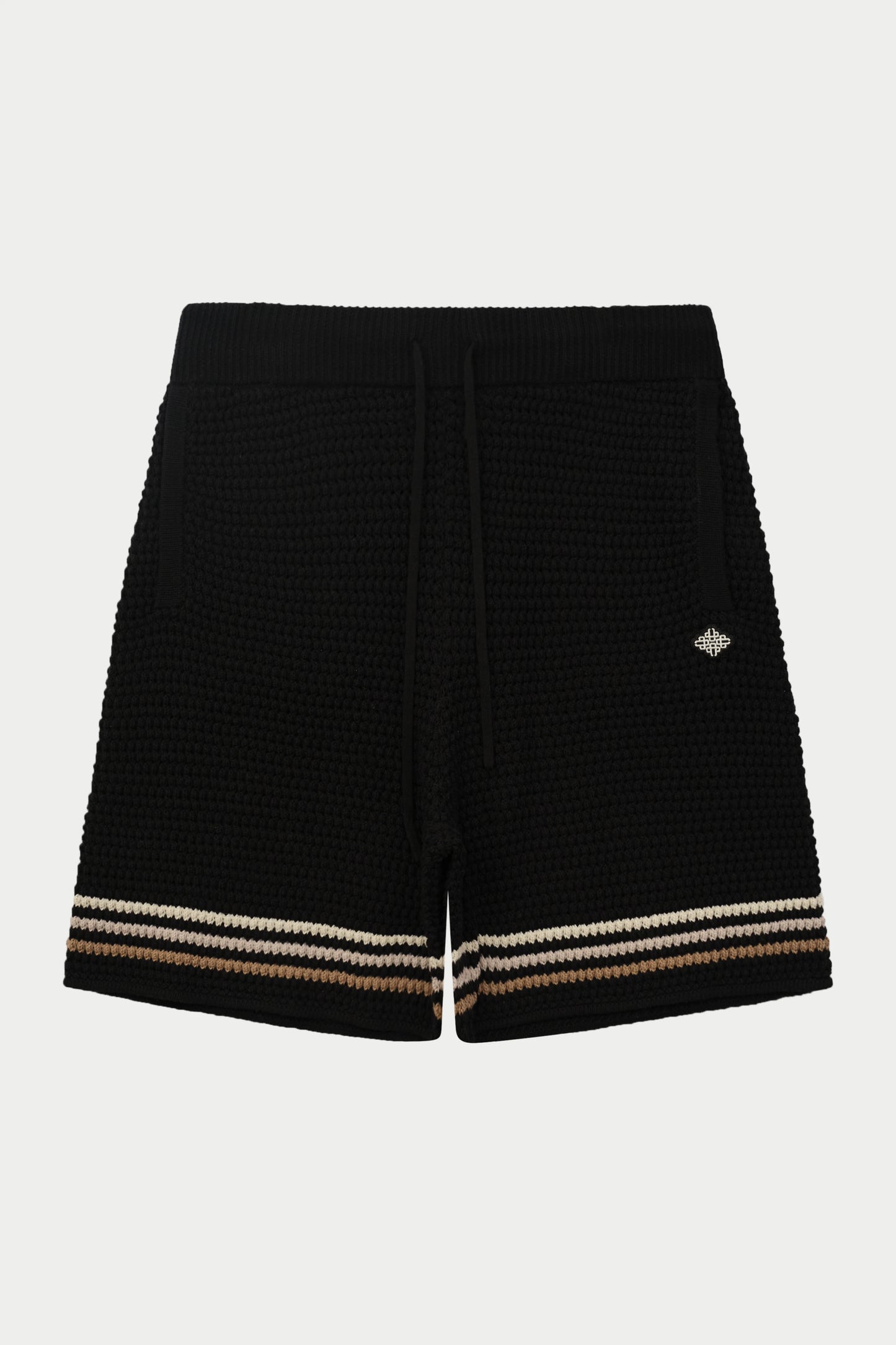 STRIPE CROCHET KNIT SHORTS BLACK