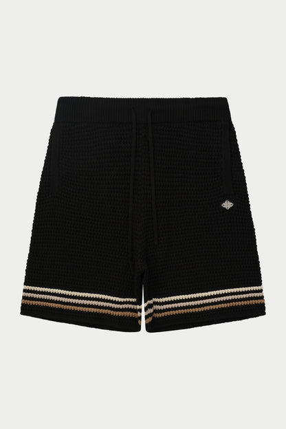 STRIPE CROCHET KNIT SHORTS BLACK
