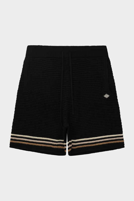 STRIPE CROCHET KNIT SHORTS BLACK