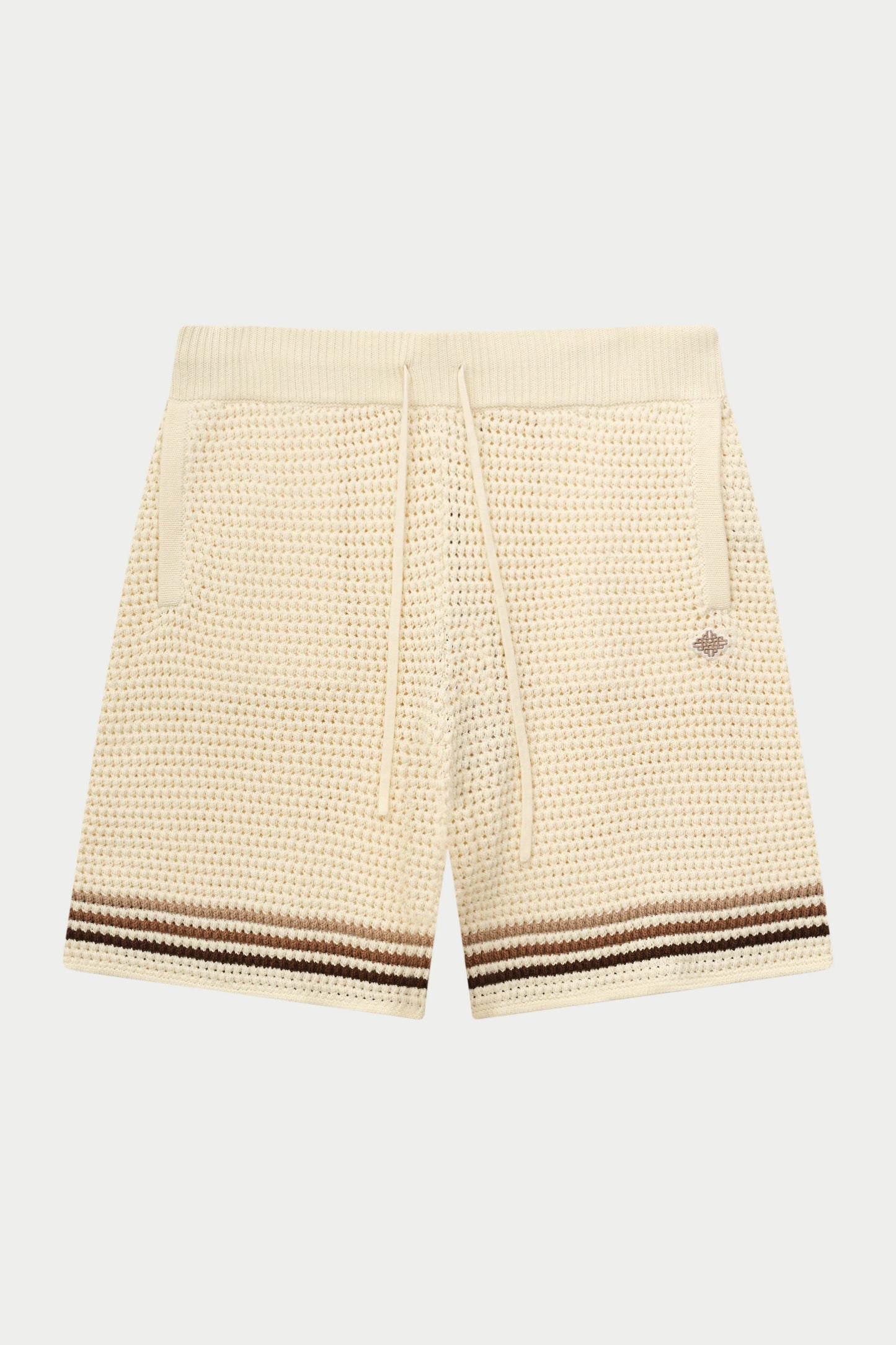 STRIPE CROCHET KNIT SHORTS OFF WHITE