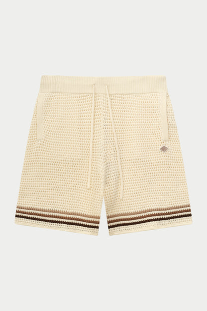 STRIPE CROCHET KNIT SHORTS OFF WHITE