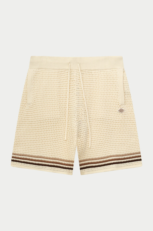 STRIPE CROCHET KNIT SHORTS OFF WHITE