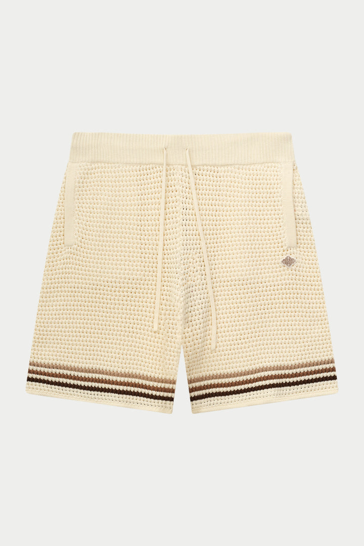 STRIPE CROCHET KNIT SHORTS OFF WHITE