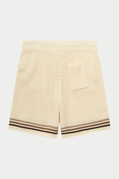 STRIPE CROCHET KNIT SHORTS OFF WHITE