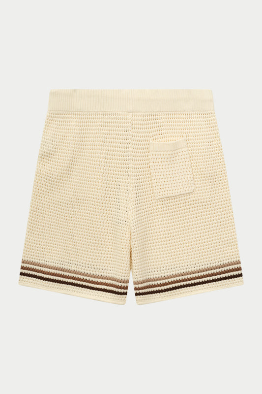 STRIPE CROCHET KNIT SHORTS OFF WHITE