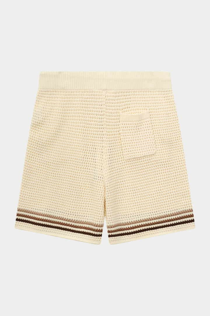 STRIPE CROCHET KNIT SHORTS OFF WHITE