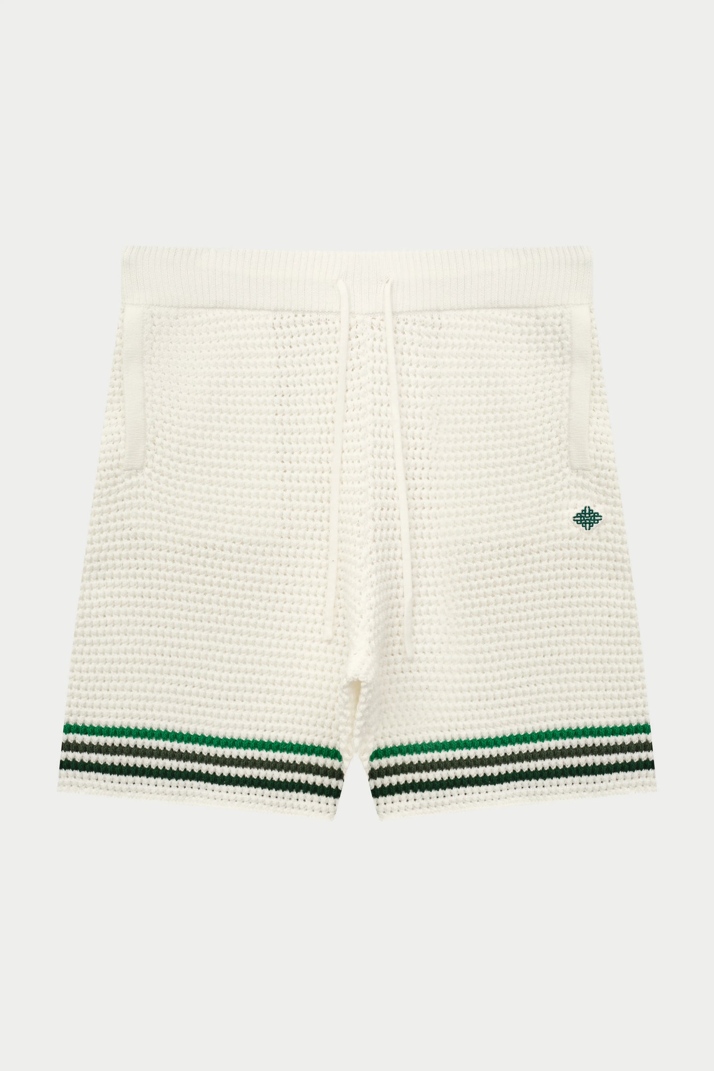 STRIPE CROCHET KNIT SHORTS WHITE