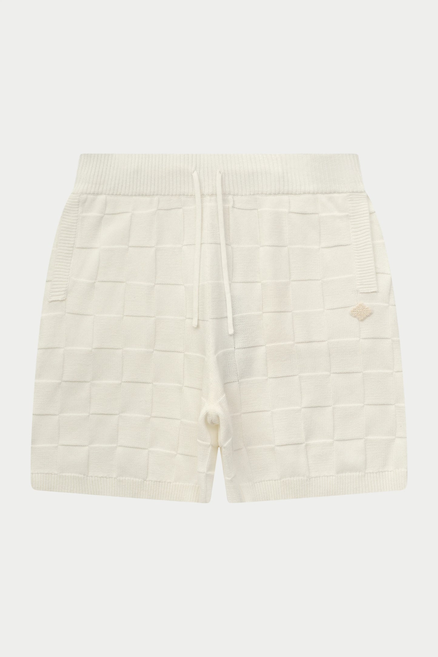 CHECKERBOARD KNITTED SHORT OFF WHITE