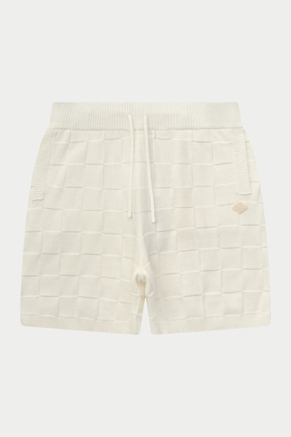 CHECKERBOARD KNITTED SHORT OFF WHITE