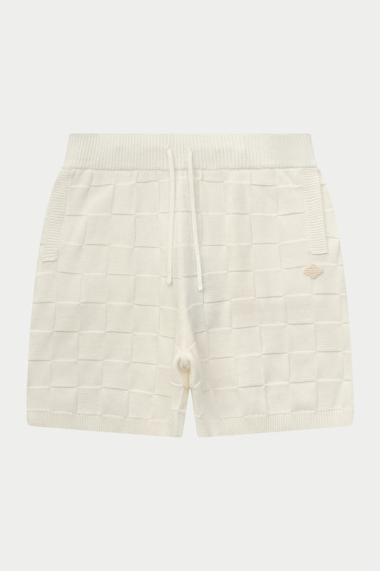 CHECKERBOARD KNITTED SHORT OFF WHITE