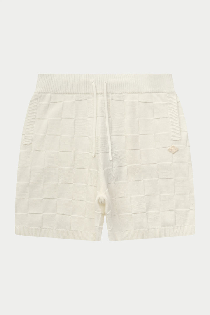 CHECKERBOARD KNITTED SHORT OFF WHITE