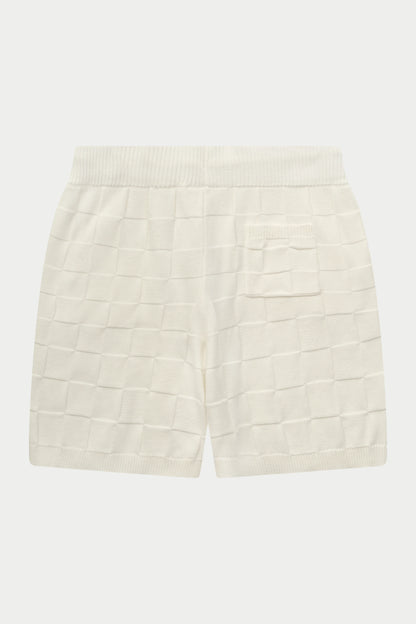 CHECKERBOARD KNITTED SHORT OFF WHITE
