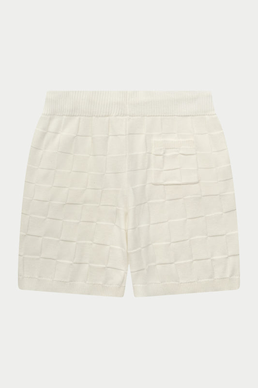 CHECKERBOARD KNITTED SHORT OFF WHITE