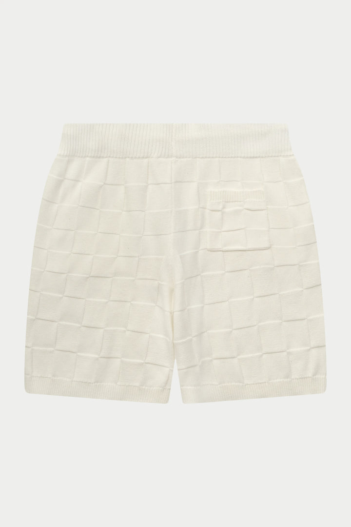 CHECKERBOARD KNITTED SHORT OFF WHITE