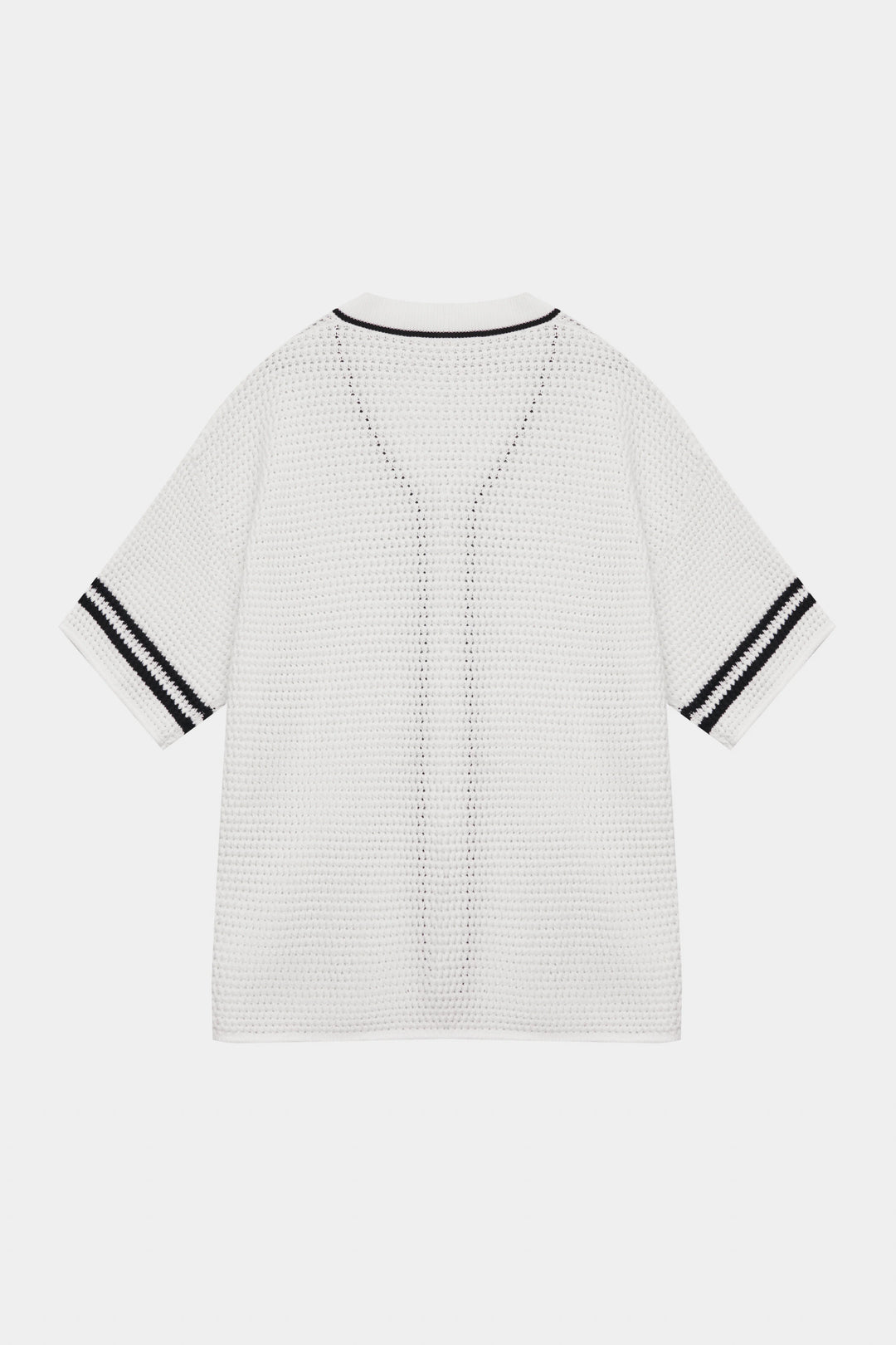 CROCHET KNITTED BASEBALL SHIRT WHITE