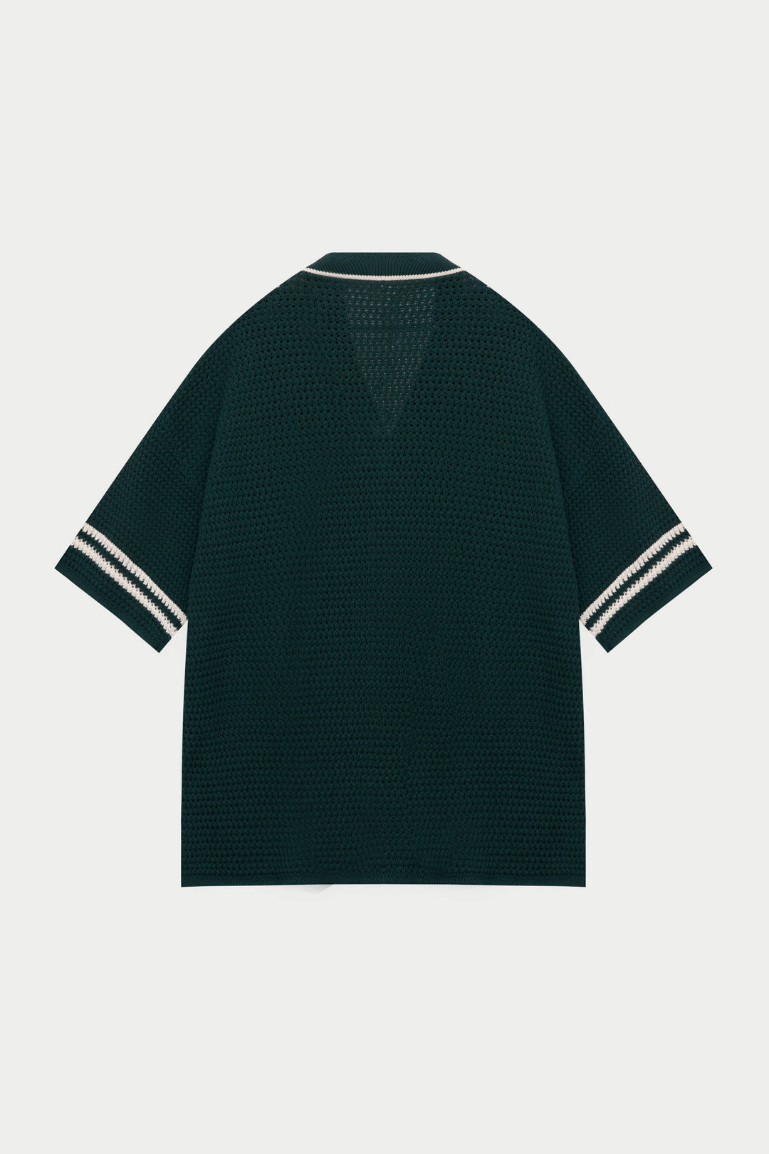 CROCHET KNITTED BASEBALL SHIRT GREEN