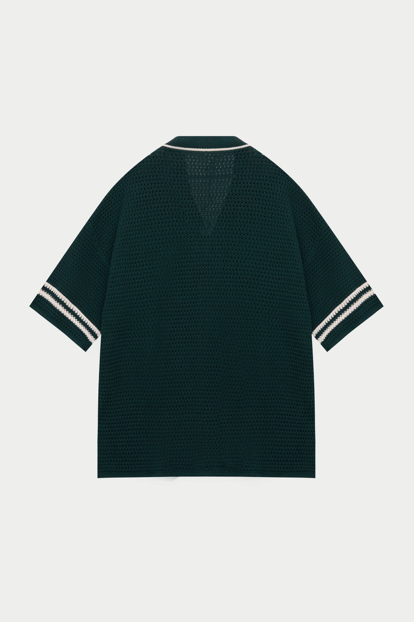 CROCHET KNITTED BASEBALL SHIRT GREEN