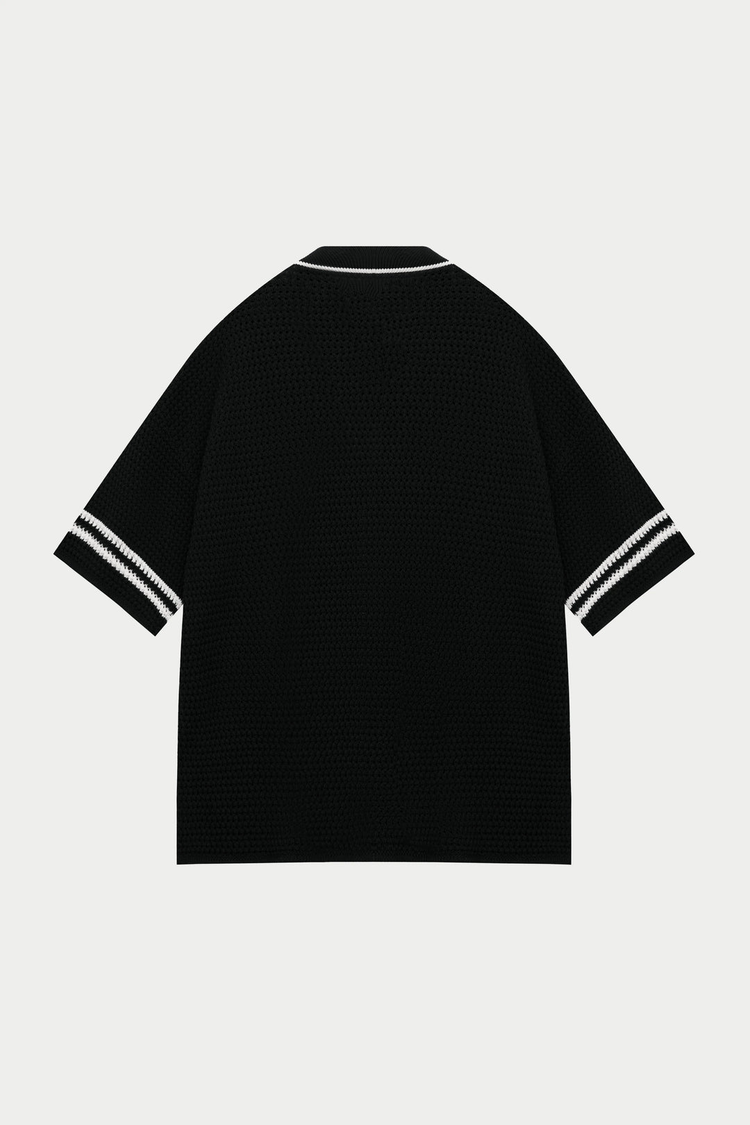 CROCHET KNITTED BASEBALL SHIRT BLACK