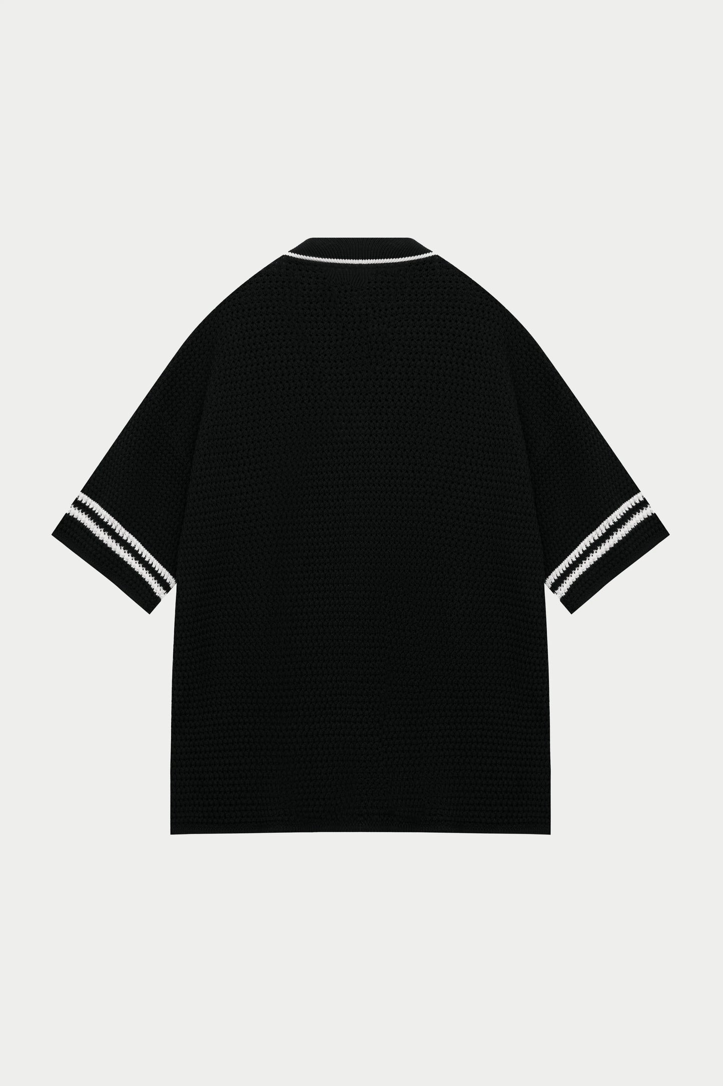 CROCHET KNITTED BASEBALL SHIRT BLACK