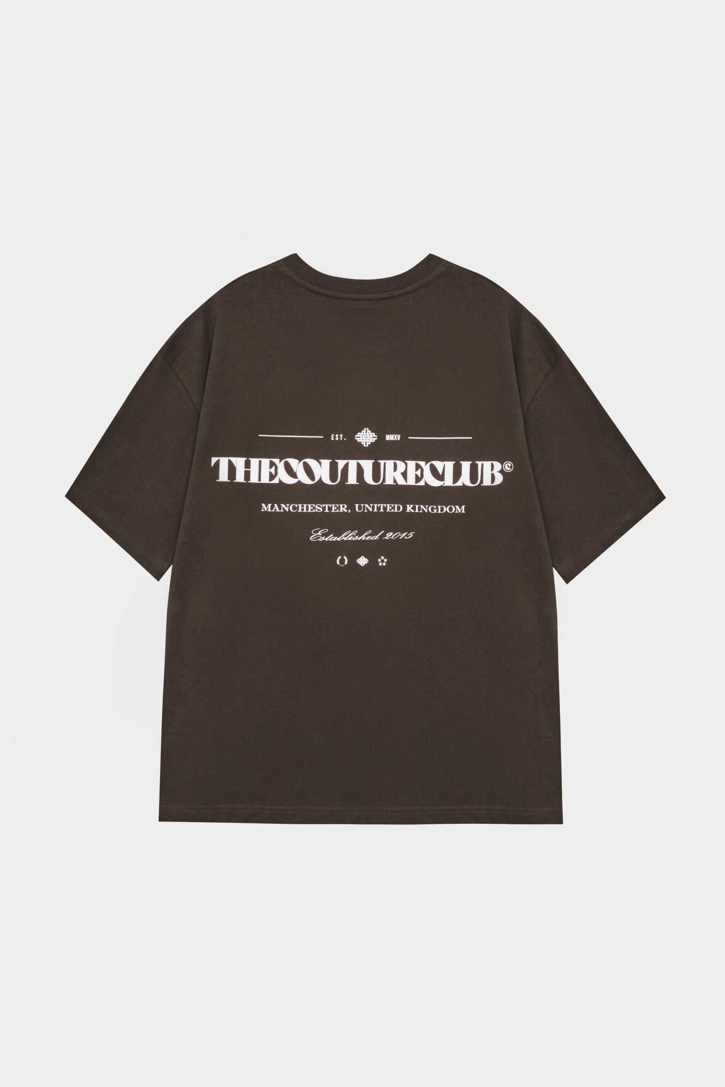 COPYRIGHT MULTI GRAPHIC T-SHIRT BROWN
