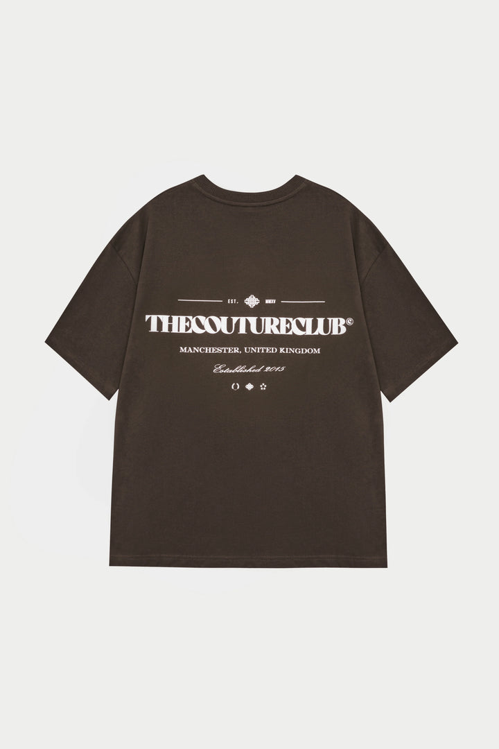 COPYRIGHT MULTI GRAPHIC T-SHIRT BROWN