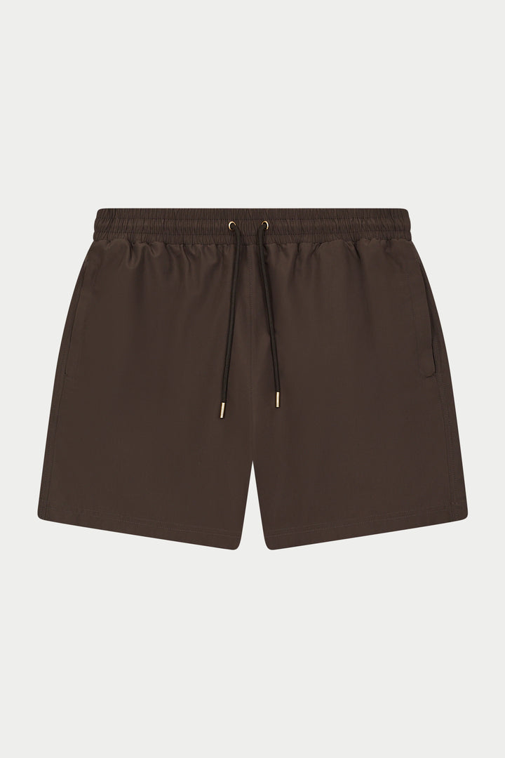 WATER REACTIVE EMBLEM SWIM SHORT BROWN