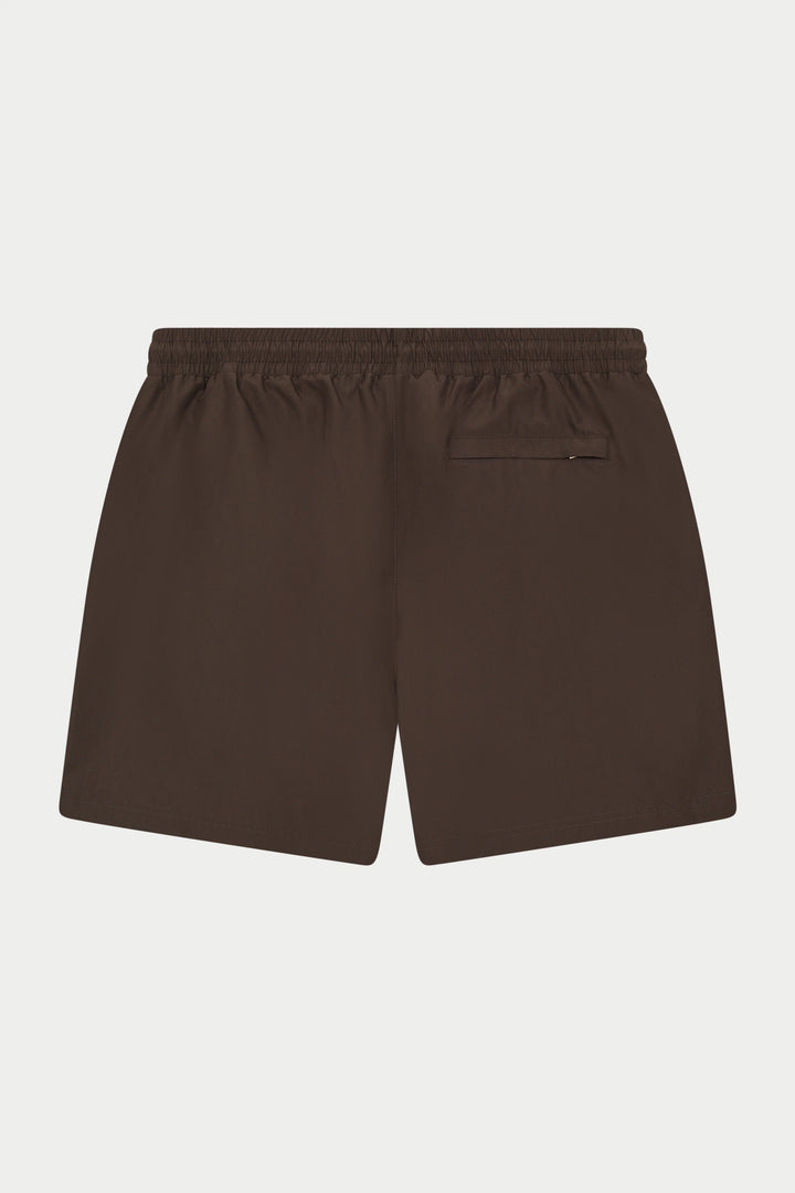 WATER REACTIVE EMBLEM SWIM SHORT BROWN