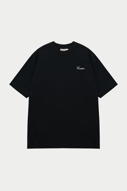 SCRIPT EMBROIDERED T-SHIRT BLACK