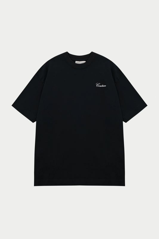 SCRIPT EMBROIDERED T-SHIRT BLACK