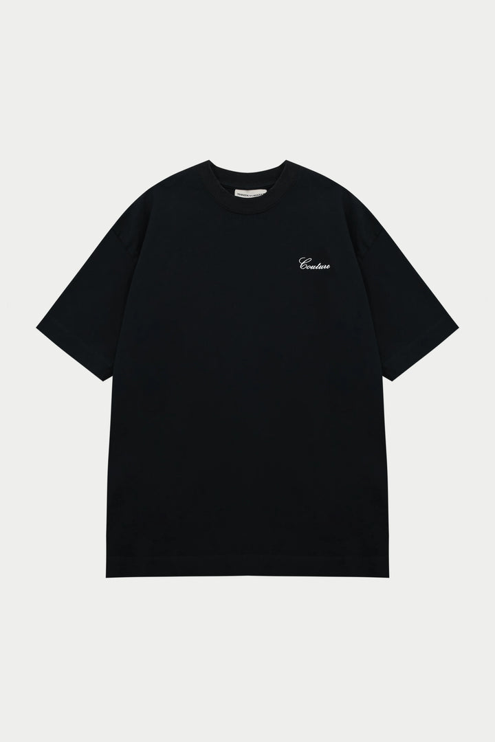 SCRIPT EMBROIDERED T-SHIRT BLACK