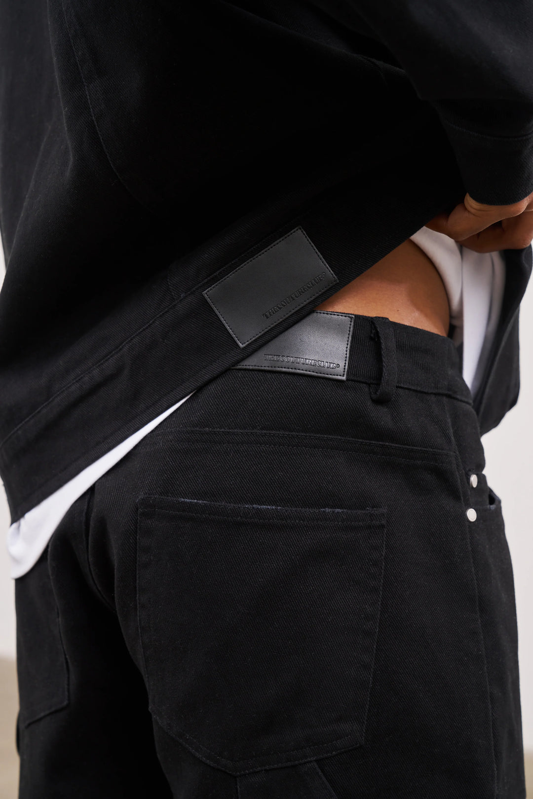 TWILL RIVET DETAIL CARPENTER PANT BLACK