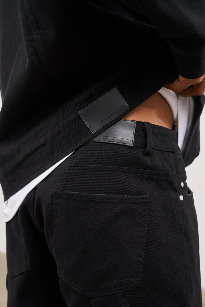 TWILL RIVET DETAIL CARPENTER PANT BLACK