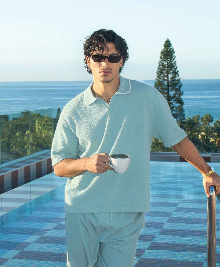 HOMIÉS BOUCLÉ POLO VINTAGE TEAL