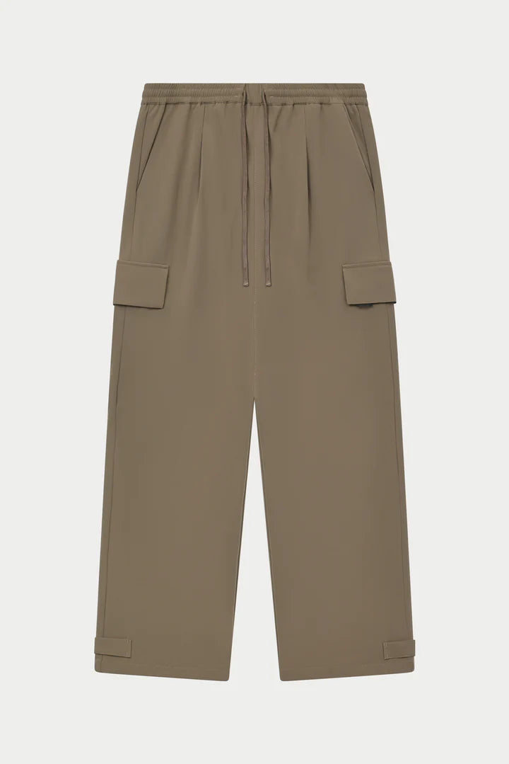 TECHNICAL WIDE LEG TROUSERS KHAKI