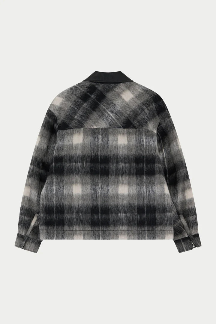 BRUSHED CHECK CONTRAST COLLAR JACKET