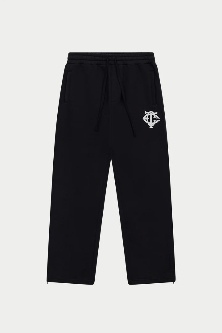 HEAVYWEIGHT MONOGRAM APPLIQUE EMBLEM JOGGERS BLACK