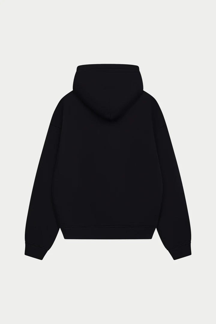 HEAVYWEIGHT MONOGRAM APPLIQUE EMBLEM HOODIE BLACK