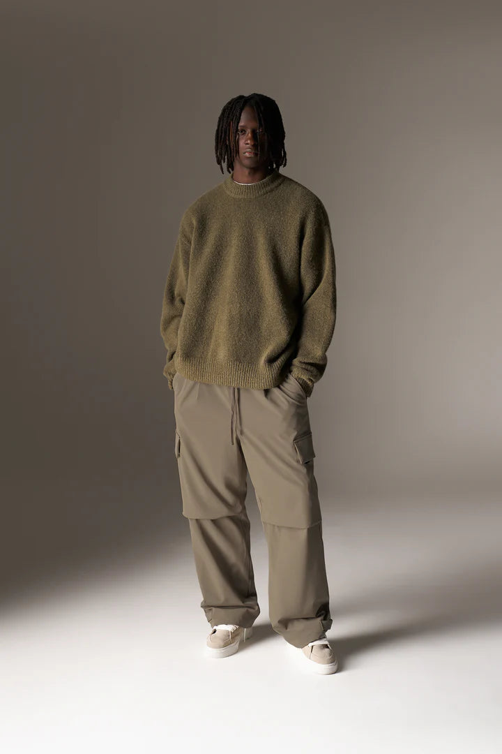 TECHNICAL WIDE LEG TROUSERS KHAKI