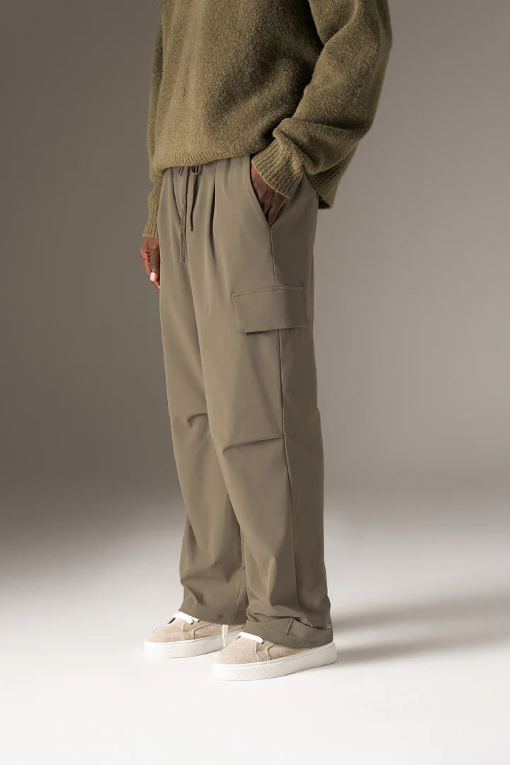 TECHNICAL WIDE LEG TROUSERS KHAKI