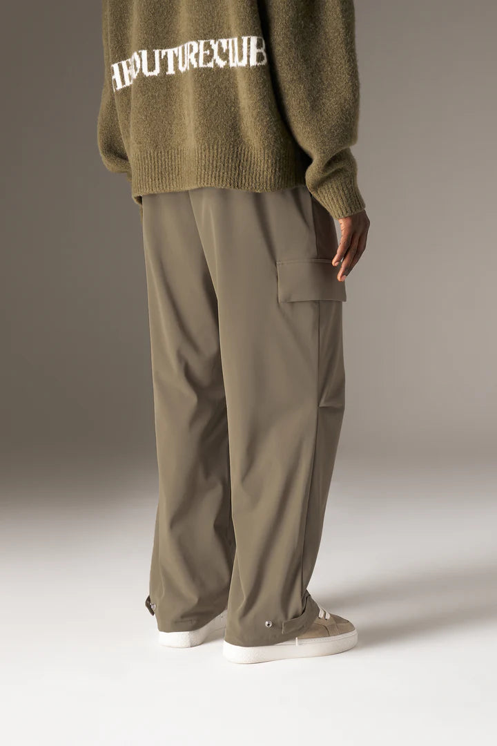 TECHNICAL WIDE LEG TROUSERS KHAKI