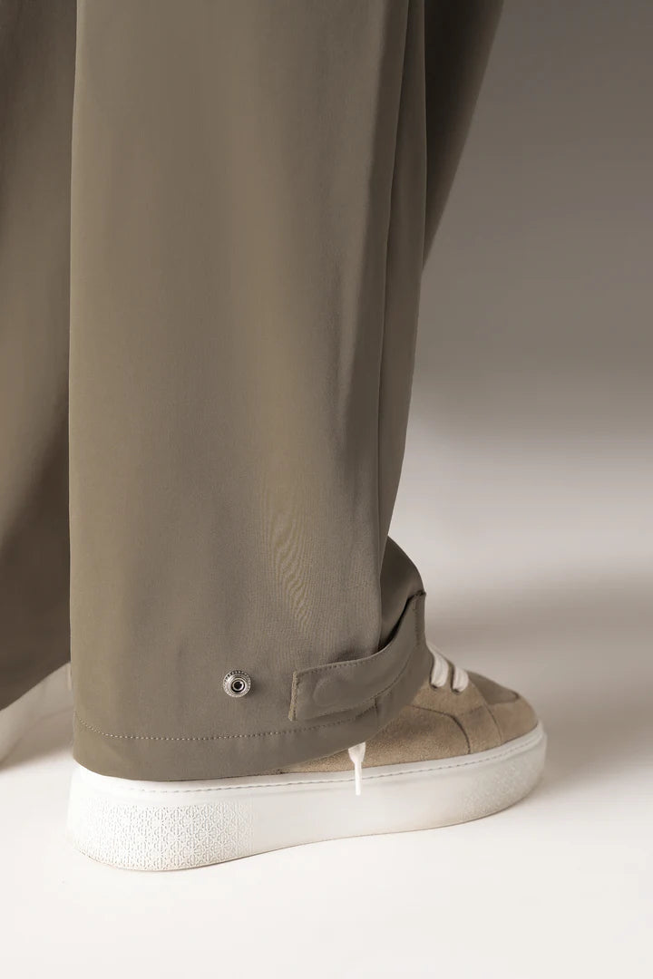 TECHNICAL WIDE LEG TROUSERS KHAKI