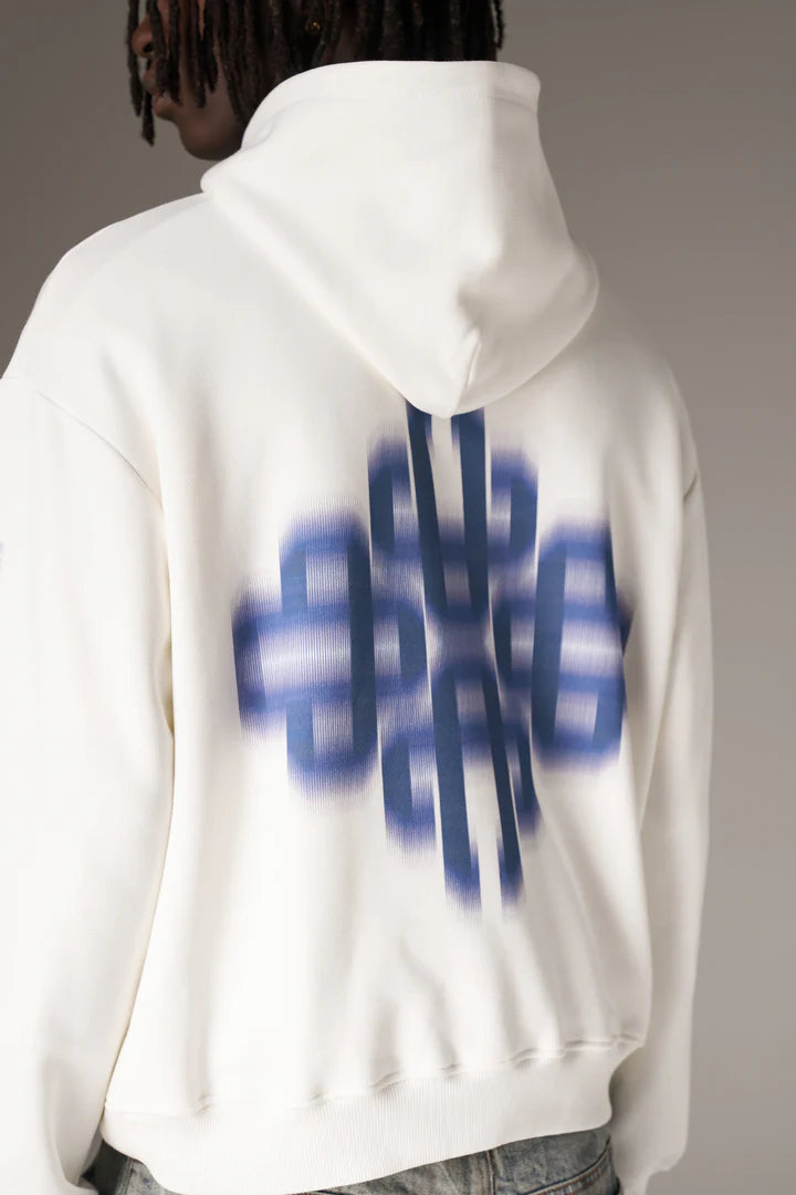 MOTION BLURRED EMBLEM HOODIE NAVY