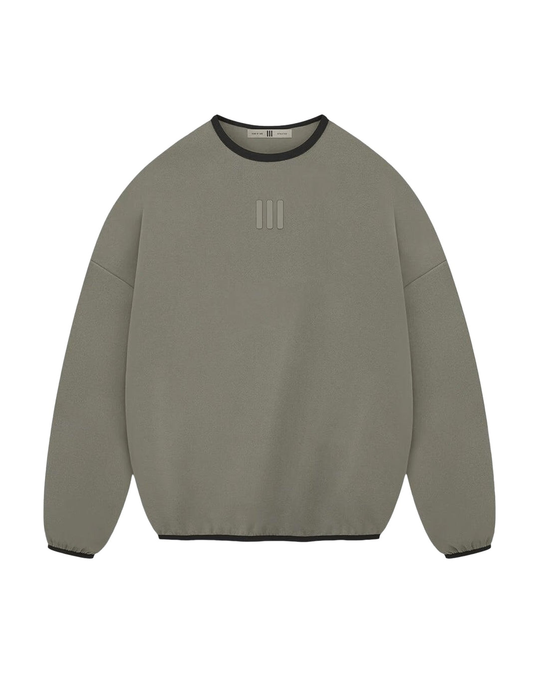 ADIDAS MEN'S ATHLETICS SUEDE FLEECE CREWNECK X FEAR OF GOD ATHLETICS CLAY - סווטשירט אדידס פיר אוף גוד זית-אפור לגברים - תמונה 1