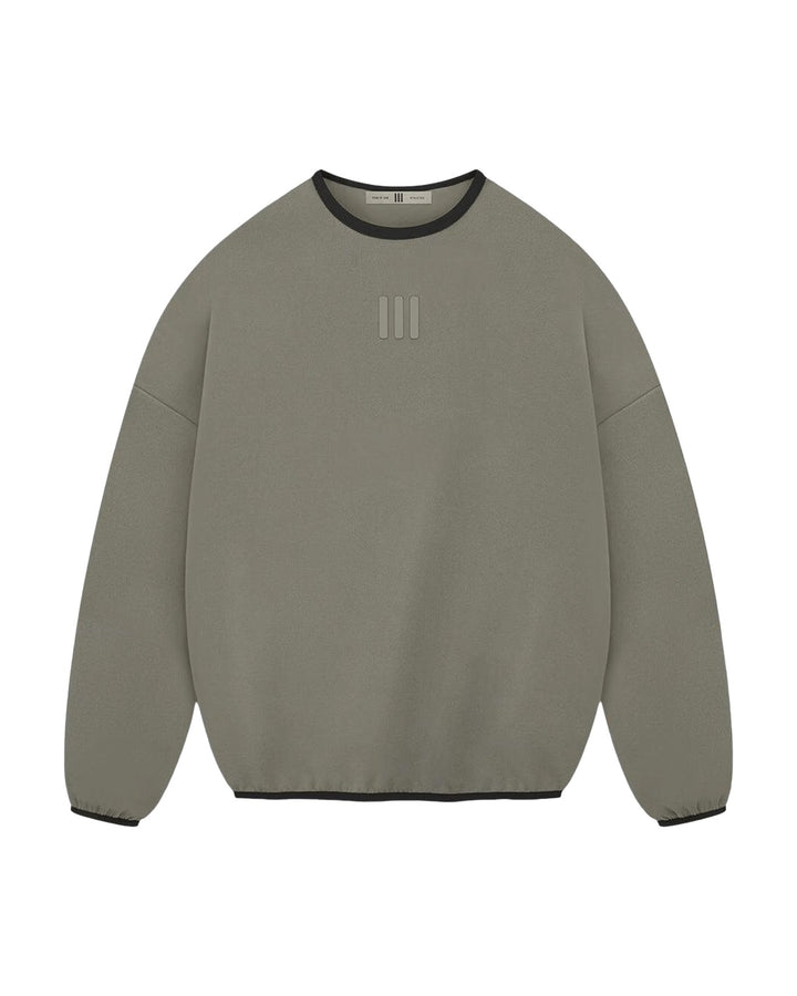 ADIDAS MEN'S ATHLETICS SUEDE FLEECE CREWNECK X FEAR OF GOD ATHLETICS CLAY - סווטשירט אדידס פיר אוף גוד זית-אפור לגברים - תמונה 1