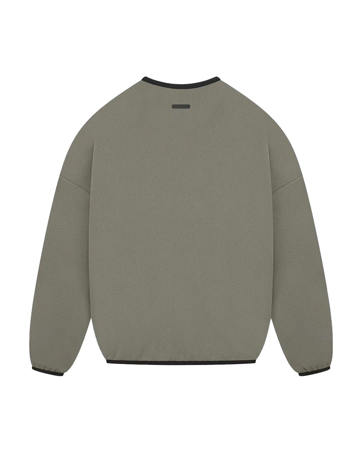 ADIDAS MEN'S ATHLETICS SUEDE FLEECE CREWNECK X FEAR OF GOD ATHLETICS CLAY - סווטשירט אדידס פיר אוף גוד זית-אפור לגברים - תמונה 2
