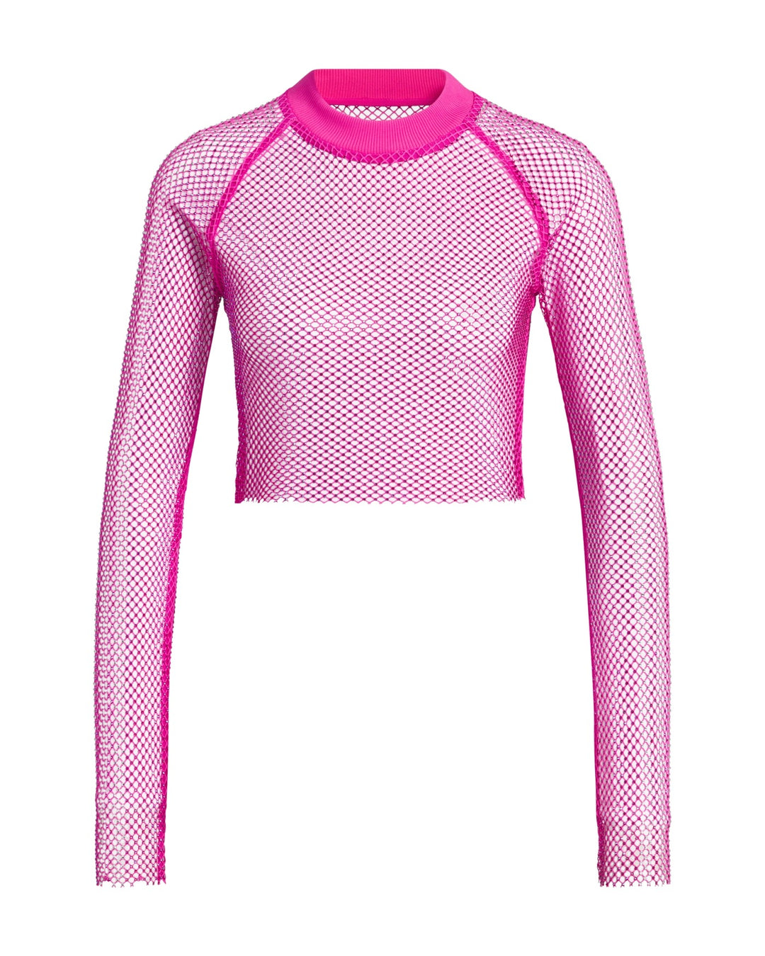 ADIDAS WOMEN'S CRYSTAL MESH TOP X IVY PARK SHOCK PINK - חולצת רשת אדידס איבי פארק ורוד פוקסיה לנשים - תמונה 1